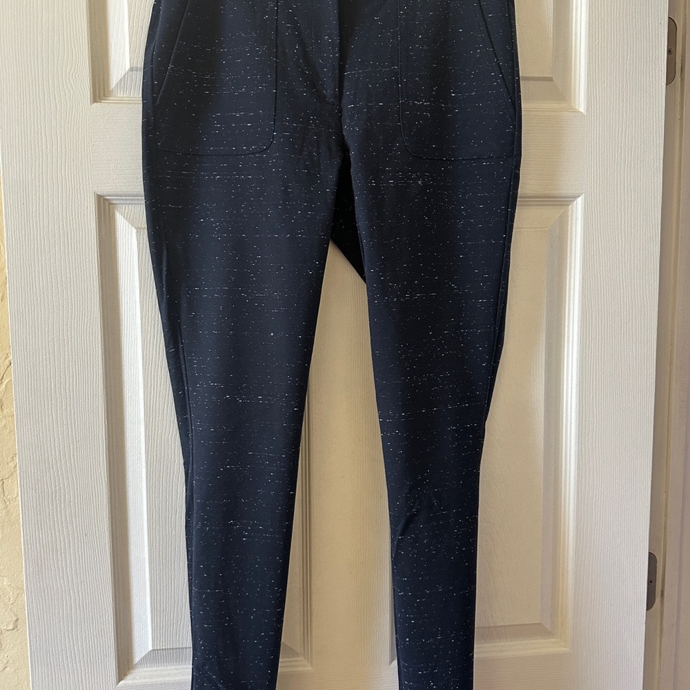 LOFT Skinny Ankle Pants Size 12 Navy Blue Speckled Stretch